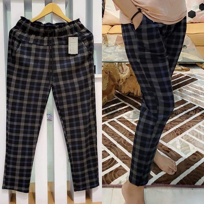 CELANA FLANEL KOTAK TERBARU WANITA // CELANA KOTAK WANITA IMPORT // BAGGY KOTAK CEWEK