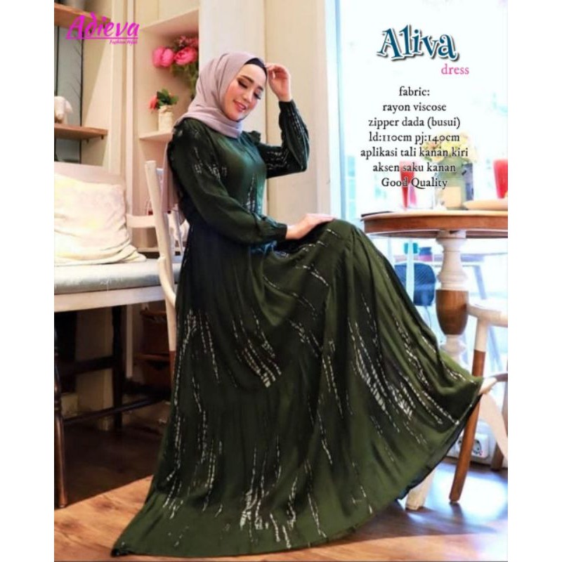 aliva dress - dress army aliva - gamis dewasa cantik