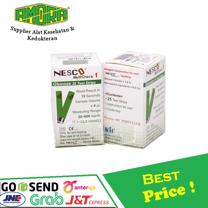 Deskripsi Strip Nesco Glucosse 25' / Stick Gula Refill untuk Alat Nesco Strip Tes Gula Darah Nesco