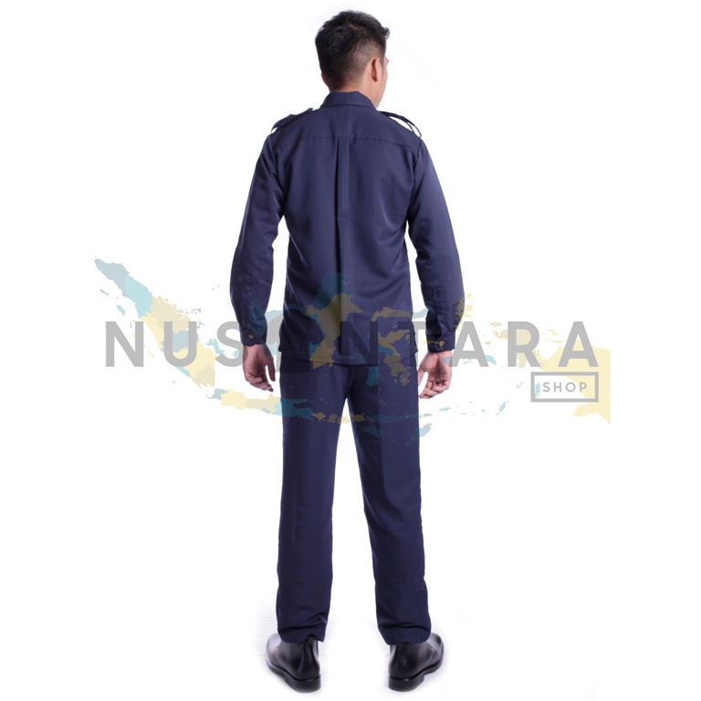 Seragam Safari Lengan Panjang Biru Navy Seragam Security Terbaru Baju Safari Satpam Bodyguard Supir