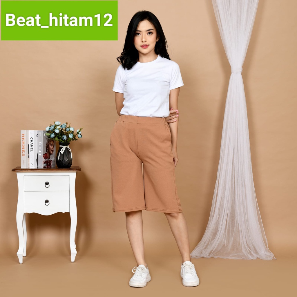 CELANA PENDEK POLOS 7/8 KULOT WANITA BASIC CREP