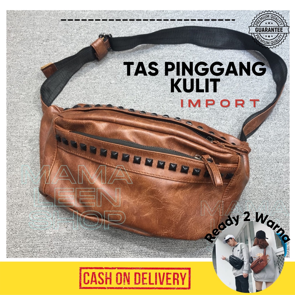 Tas Pinggang Slempang Waistbag Bahu Sling Bag Kulit Pria Wanita Selempang Pingang Waitsbag Bahu Cowo