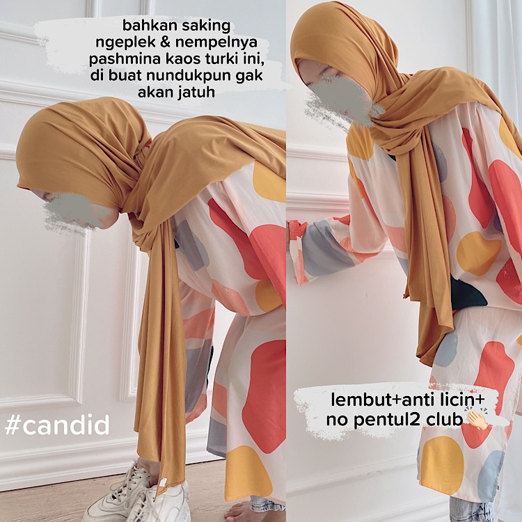 Pashmina Kaos Turki, Jahit Tepi Premium