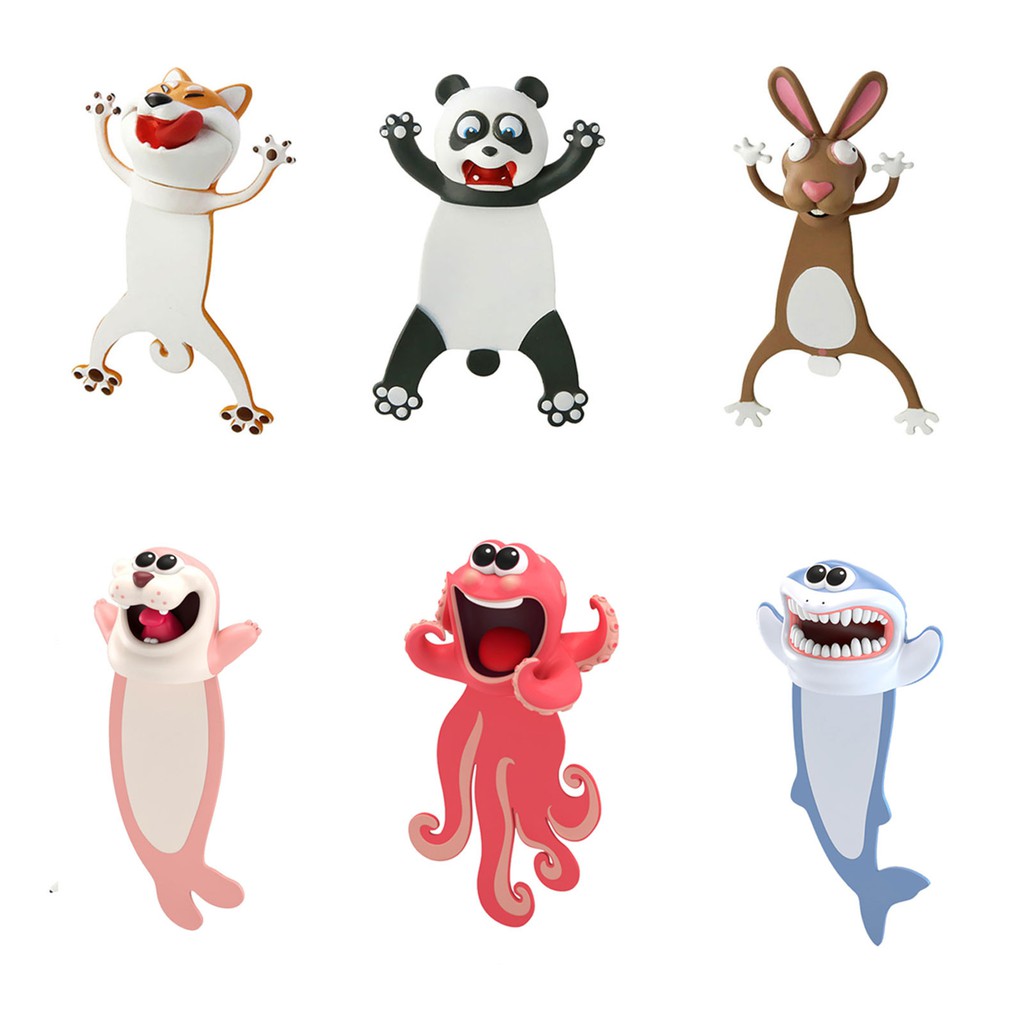 6pcs Pembatas Buku Stereo 3d Bentuk Kartun Hewan Lucu Untuk Hadiah Pelajar Shopee Indonesia