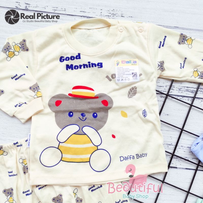 PREMIUM Setelan Baju Bayi Panjang SNI Motif Good Morning / Setelan Piyama Bayi / Baju Bayi Panjang Merk Daffa Baby / Baju Tidur Bayi / Baby.ou_