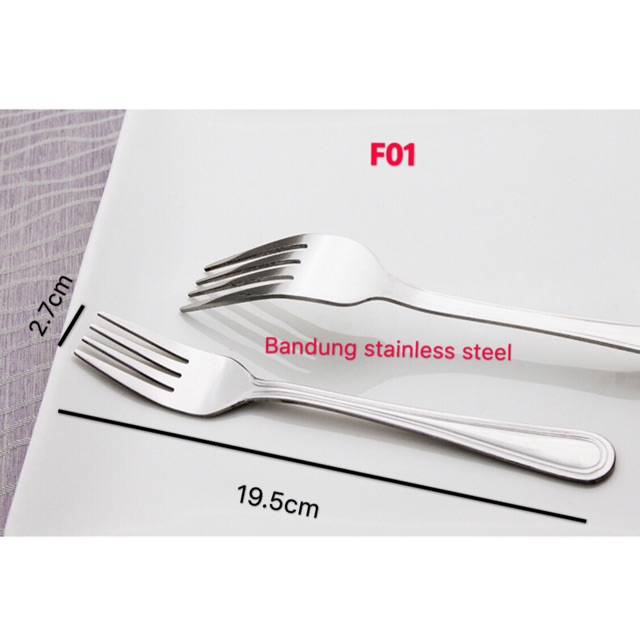 3 pcs f01 f02 garpu makan besar fork tebal stainless steel elegan garis