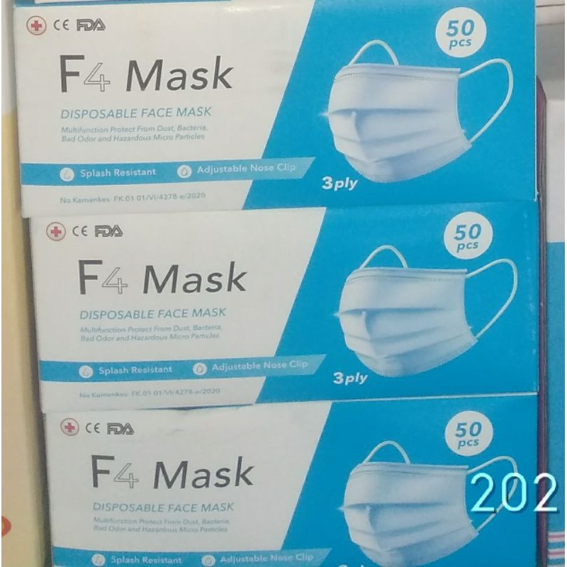 Masker F4 Mask 3play Disposable Face Mask