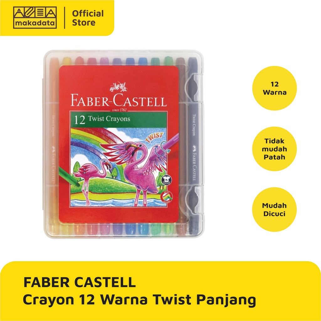 

CRAYON / OIL PASTEL FABER CASTELL ISI 12 WARNA TWIST PANJANG MURAH