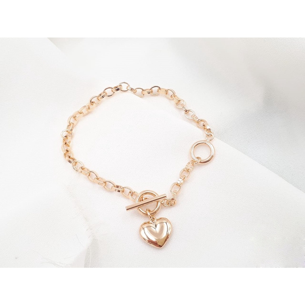 Gelang Tangan Xuping Bangle Emas Hati Love Murah Perhiasan Xuping Lapis Emas Asli (COD)
