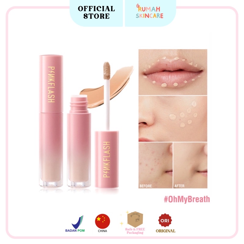 PINKFLASH Breathable Liquid CONCEALER | Lasting Matte Concealer Tahan Lama Tahan Air Waterproff Matte 5 Colors Pink Flash