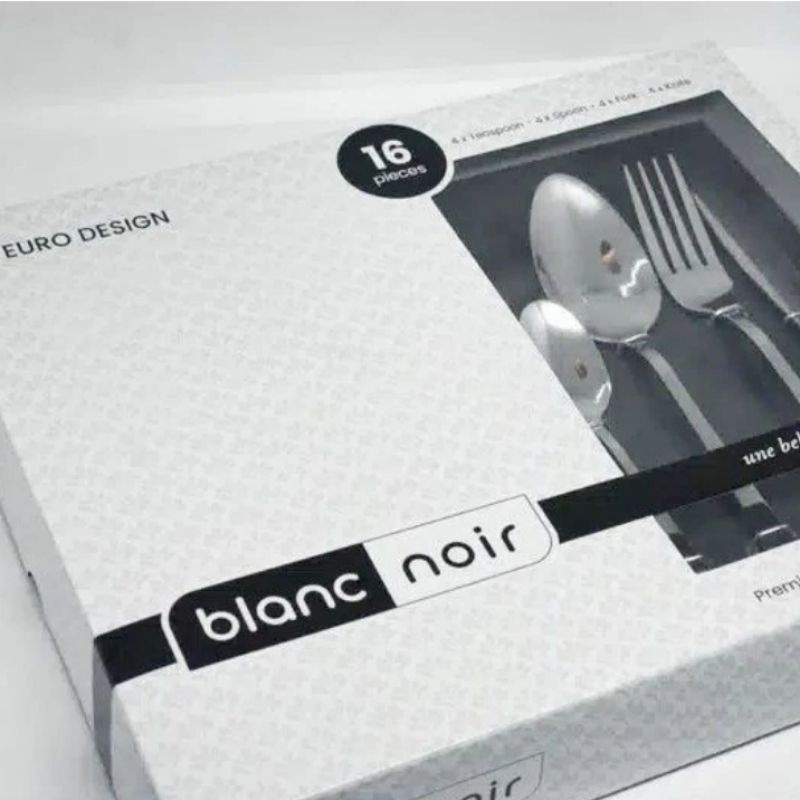 PROMO BLANC NOIR SENDOK SET PREMIUM CUTLERY MEWAH  ISI 16 PC