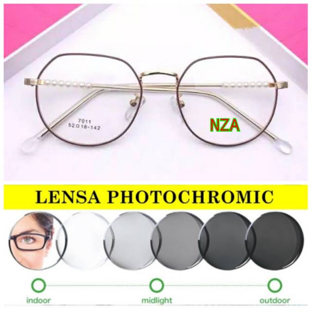 KACAMATA MINUS ANTI UV PHOTOCROMIC, KACA MATA WANITA TRENDY, KACAMATA PLUS ( 700011 )