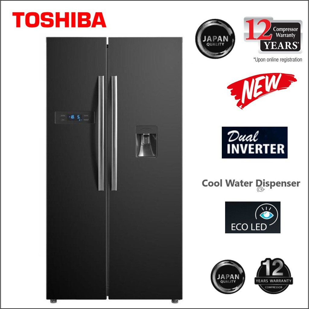 KULKAS TOSHIBA GR-RS682WE LEMARI ES 2 PINTU GR RS 682 WE SIDE BY SIDE