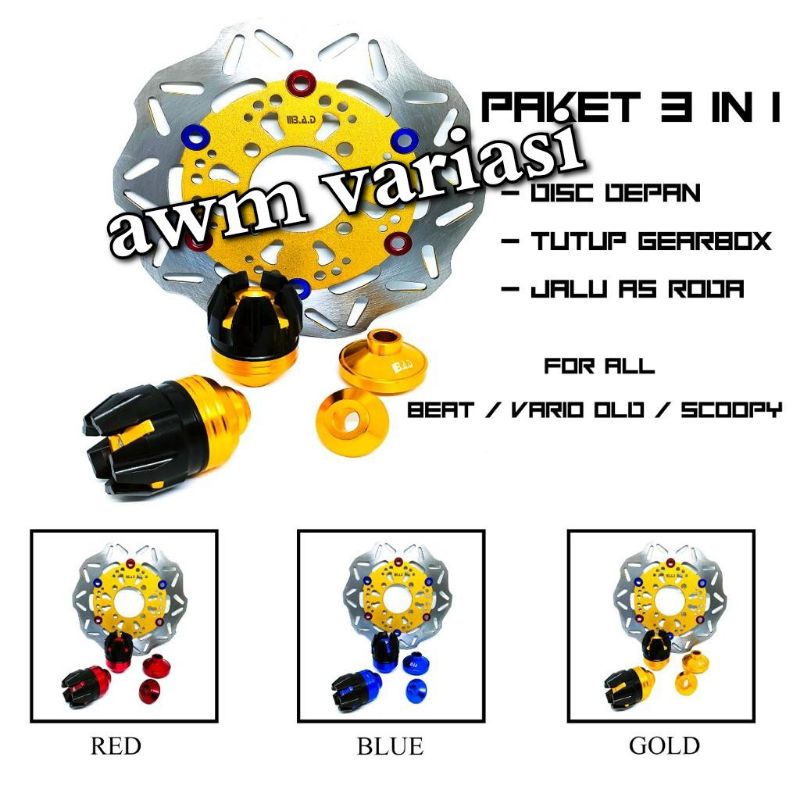 Paket 3 IN 1 Piringan/Dics Depan + Jalu As Naga + Gear Box MIO ,MIO J,FINO,BAET,VARIO,SCOOPY,VARIO 125,VARIO 150 NEW