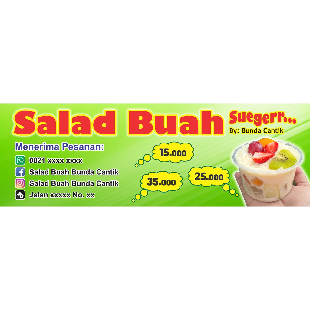 Spanduk Salad Buah Ukuran 1 5 M X 0 5 M Free Desain Shopee Indonesia