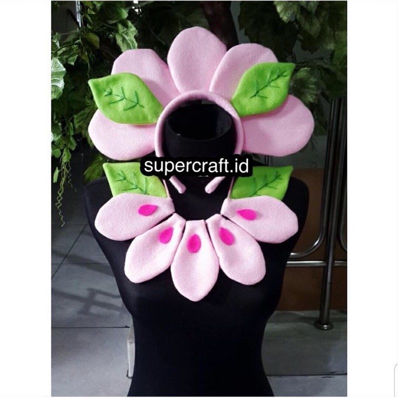 Kostum Bunga Pink Bando Bunga Tanaman Floral Flower