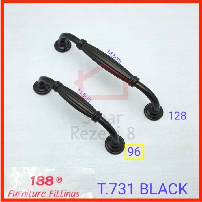 Tarikan 731-96 BLACK Hitam Gagang Handle Laci Pintu Lemari Minimalis Klasik Vintage Modern Kabinet