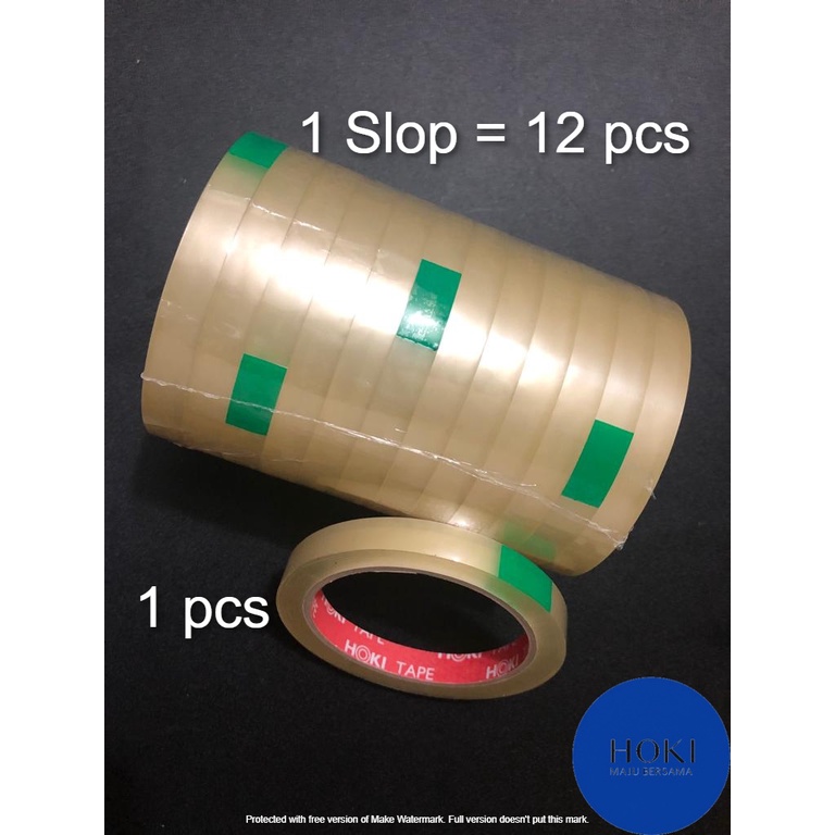 

Lakban Isolasi Sedang Bening HOKI TAPE 1pcs 12mm X 90yard
