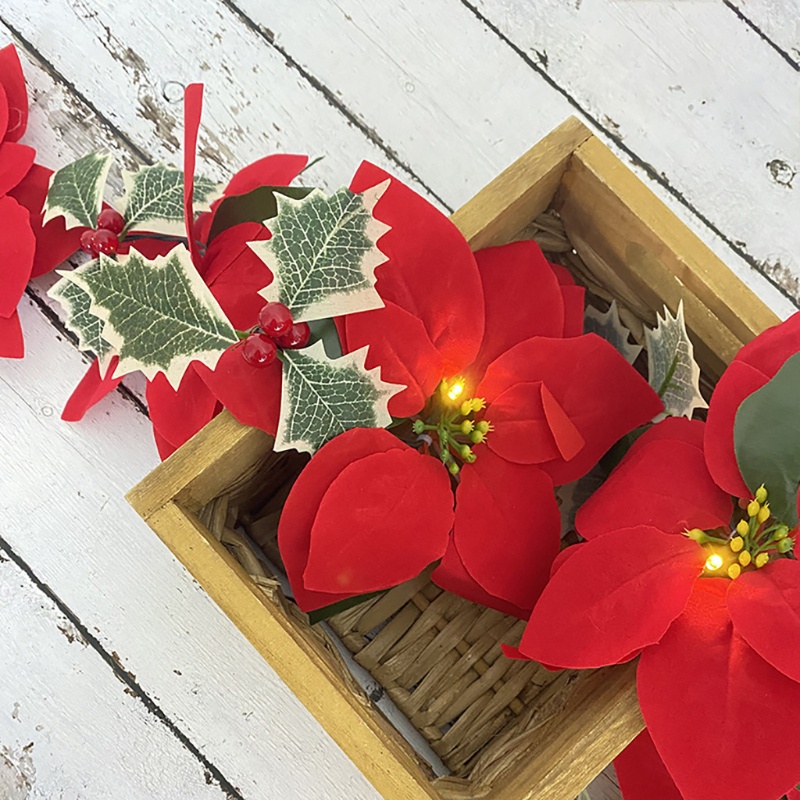 Karangan Bunga Poinsettia Dengan 10 Led Ukuran 2M Untuk Natal
