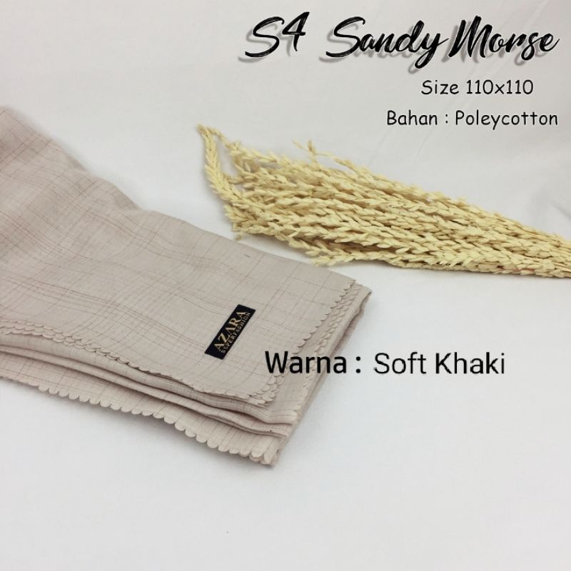 Jilbab Segiempat Voal WAFFLE LC AZARA (Sandi Morse)-Soft Khaki