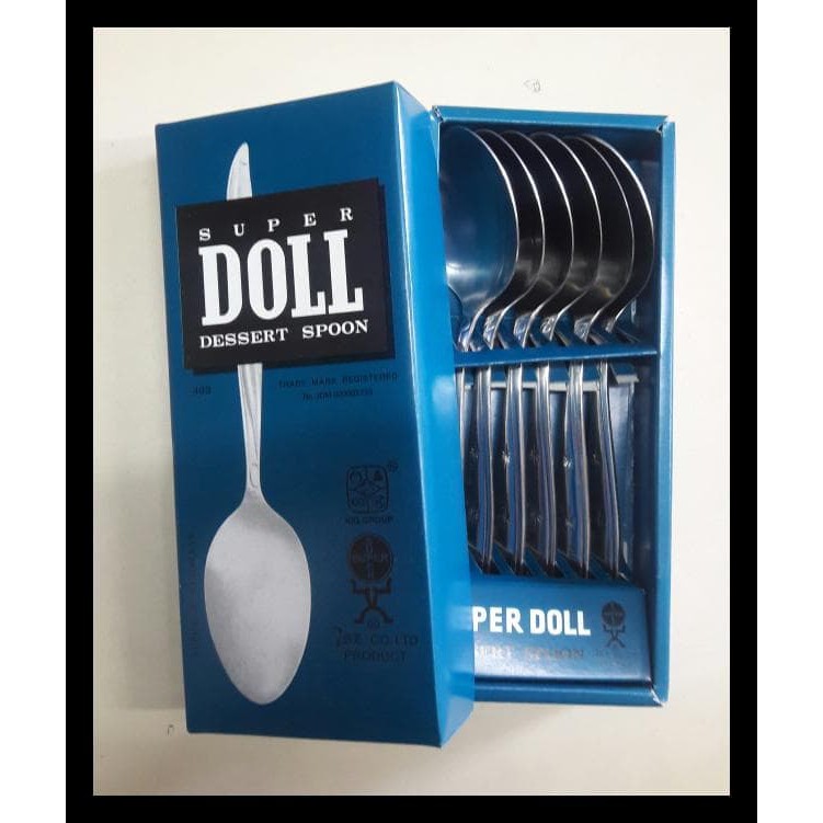 Sendok Doll 1 dus isi 6 pcs (1/2 lusin) - bahan tebal - ukuran sendok makan - bahan dari stainless