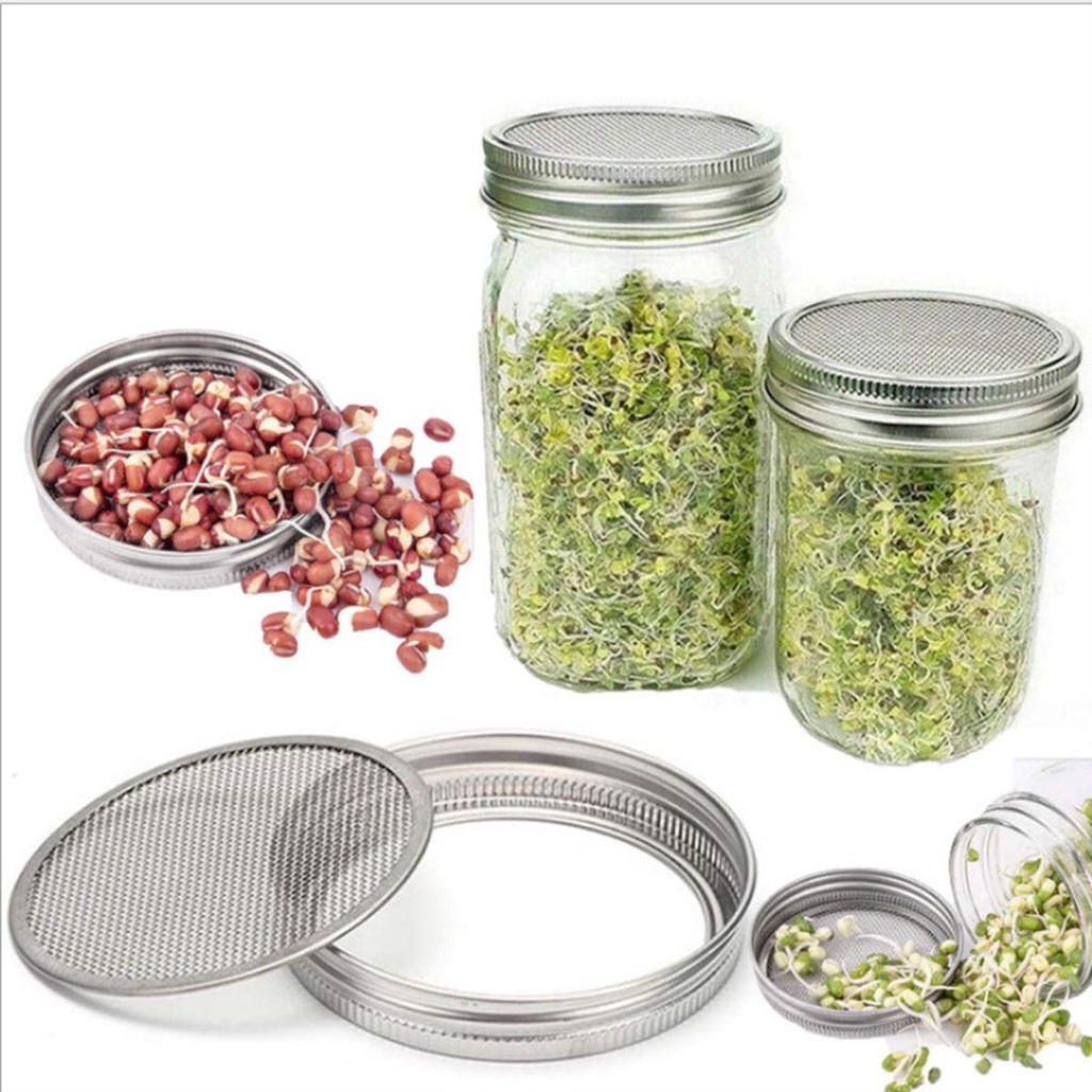 NICKOLAS1 Sprouting Jar Kit Sehat Dengan Stand Penutup Perkecambahan Organik Stainless Steel