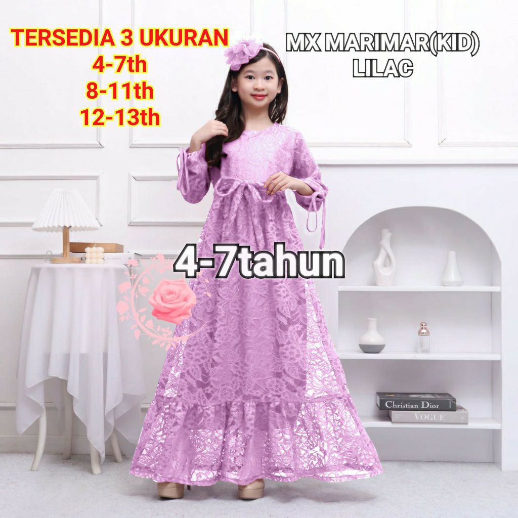 MX MARIMAR KID / UMUR 4 sampai 13tahun / dress brukat TERLARIS TERBARU / DRESS PESTA ANAK