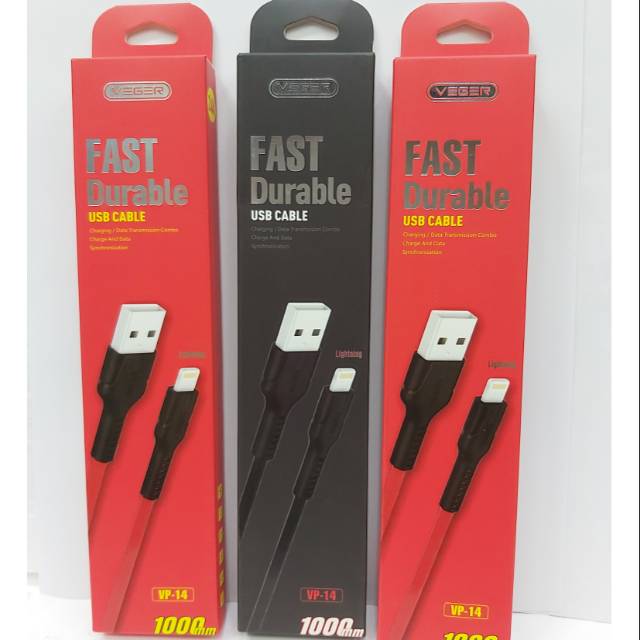 CABLE DATA VEGER VP-14 / FAST DURABLE /IPHONE AND TYPE C USB 100cm