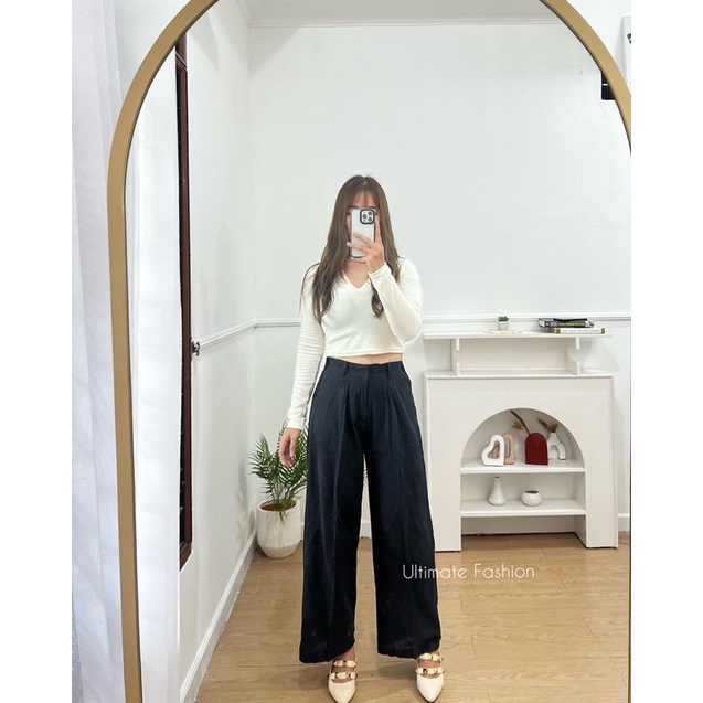 Kulot Linen Crinkle 898 - Celana Kulot - Celana Wanita - Trouser  Pants Korea Kekinian Terbaru