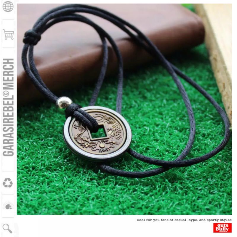 COD✅ KALUNG TALI KOIN BULAT / AKSESORIS COWOK / KALUNG PRIA / KALUNG COWOK / BANDUL KALUNG Titanium