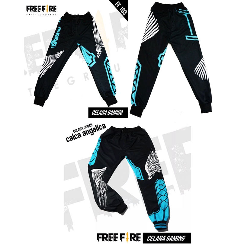 celana training gaming FreeFire Free Fire evos list biru anak