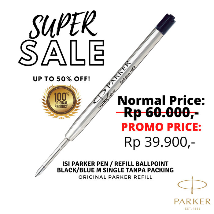 

PROMO Isi Parker Pen / Refill Ballpoint Black M Single Tanpa Packing - Hitam