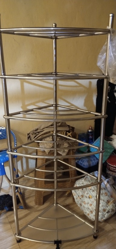 Es Rak Segitiga Rak Peralatan Rumah Rak Serbaguna 6 Susun Rak Dapur Stainless Rak Panci Tingkat Besi