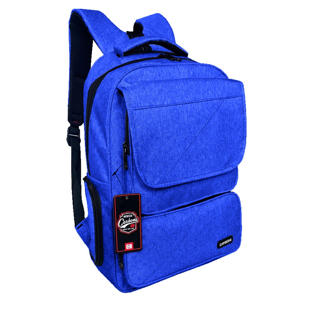 Carboni Fintage Tas Ransel Laptop 15 Inchi Mode Korean AA00026 17- BLU Polyester Serat Sintetis Original  + Raincover