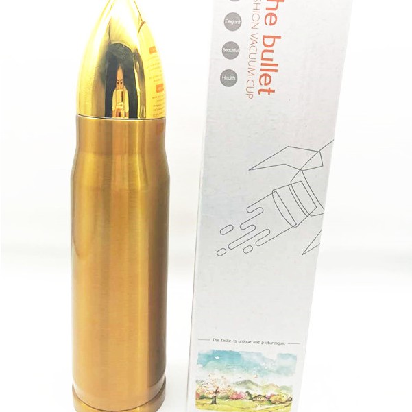 termos stainless model peluru unik dan lucu bullet model vacum lock sd-1025-gold