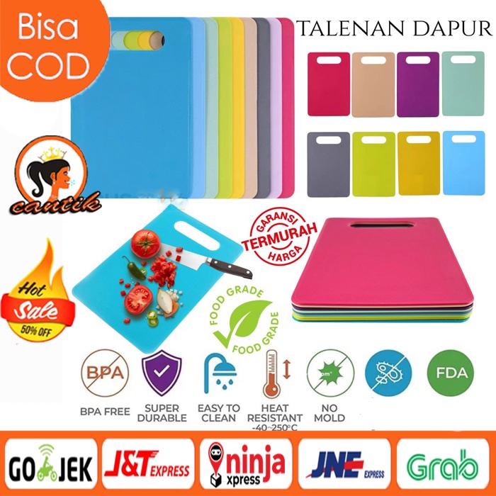 Talenan Dapur Plastik Non-Slip Warna Warni / Alas Pemotong Buah Sayuran Daging Roti Multifungsi / Slim Cutting Board Chopping Papan Tatakan Plastic Food Grade Serbaguna