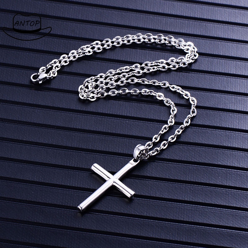 Kalung Salib Pria Rantai Vintage Cross Salib Liontin Kalung ANTOP