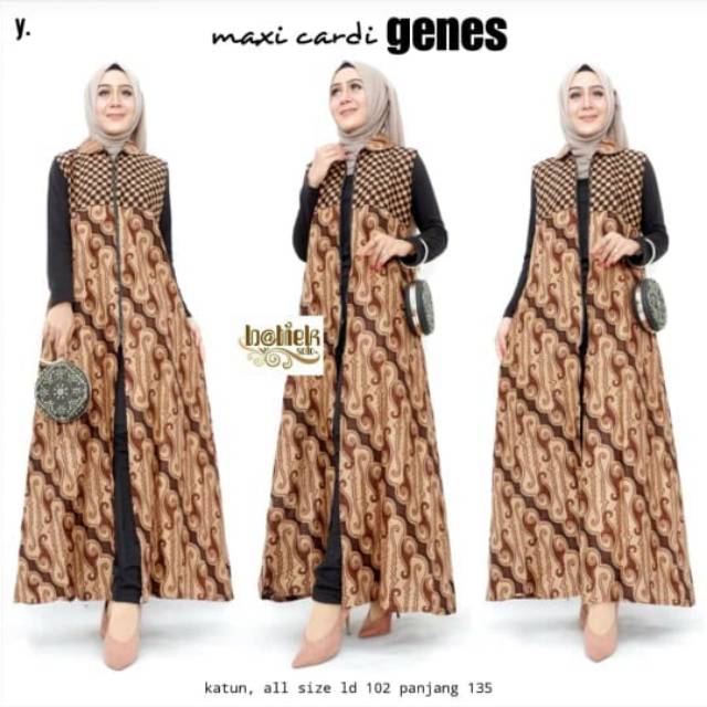 Jual outer resleting depan long cardi cardigan batik model parang besar mix kotak best seller