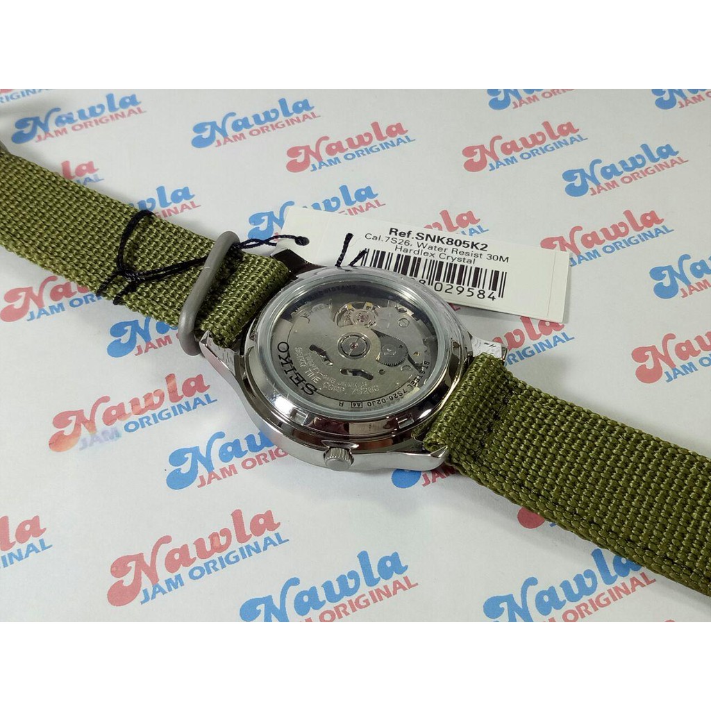 Seiko 5 Automatic SNK805K2 Green Dial &amp; Nylon Strap - Jam Tangan Pria SNK805