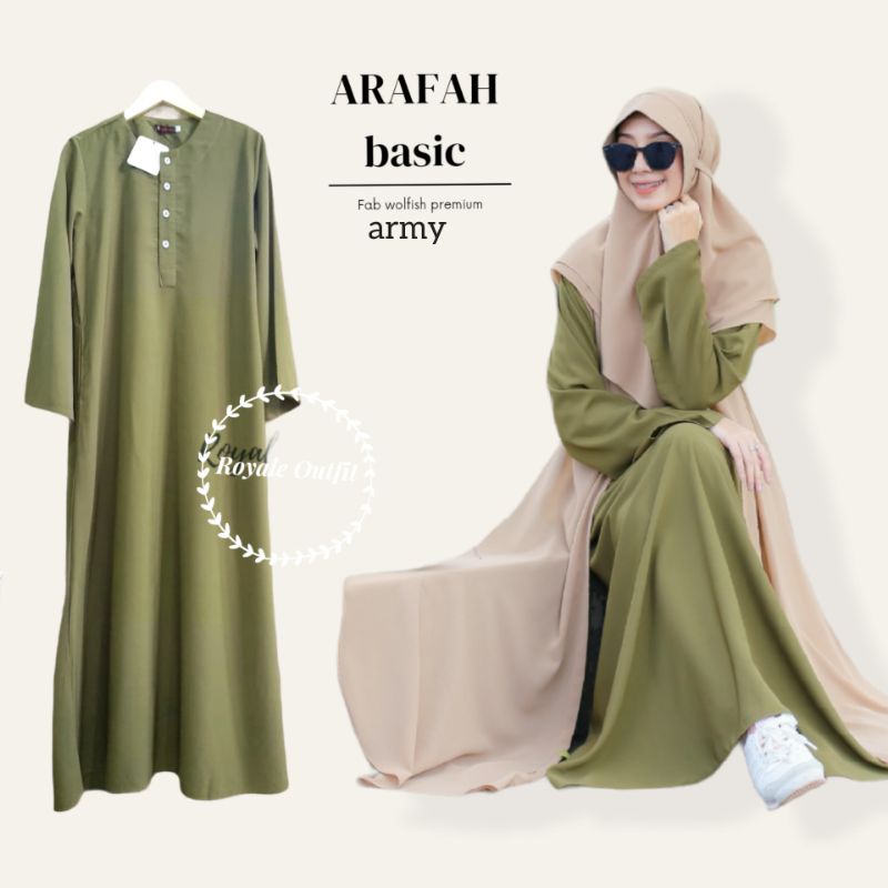 Arafah gamis abaya polos kancing depan size S-XXXL