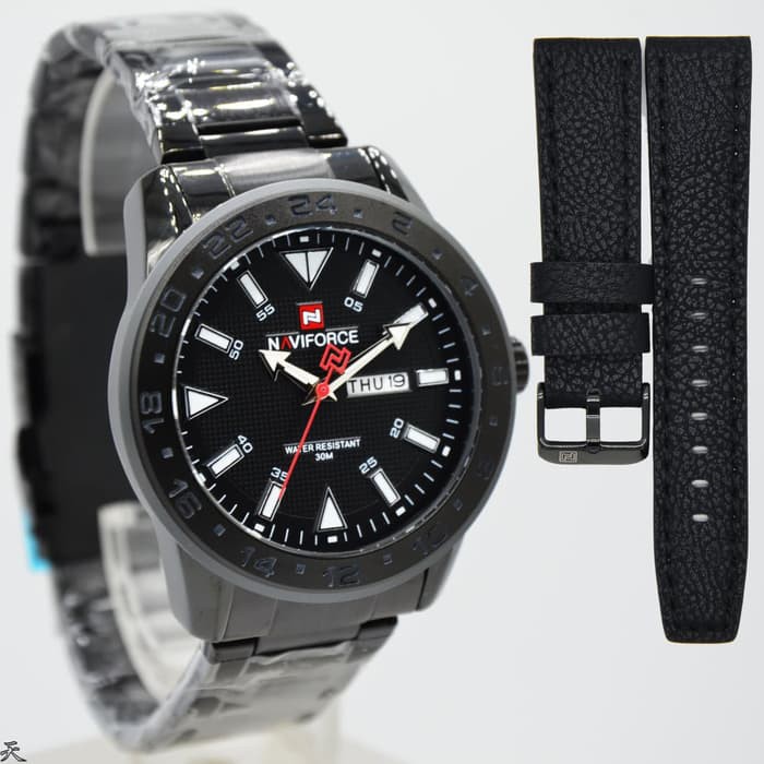 JAM NAVIFORCE NF9109 RANTAI PAKET KULIT ORI ANTI AIR BLACK (BLACK)