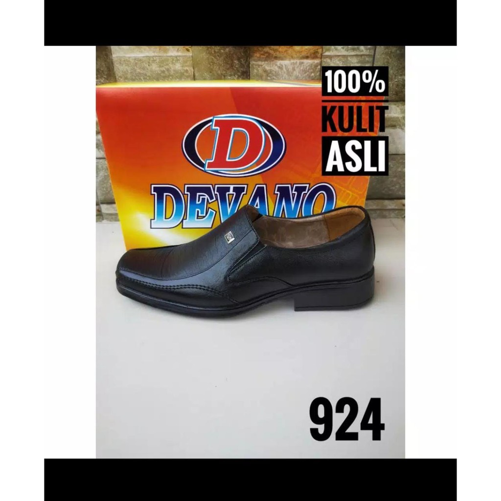 Sepatu Pantofel Kulit ASLI 100% Sapi Tidak Asli Bisa Kembali Sepatu Kantor Pria Full Hitam Slip On PREMIUM Model 924 Devano X Valendino Store