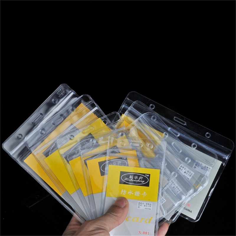 (LUCKID) 10pcs Tag Nama Vertikal Bahan Plastik Transparan Anti Air Dengan Resleting