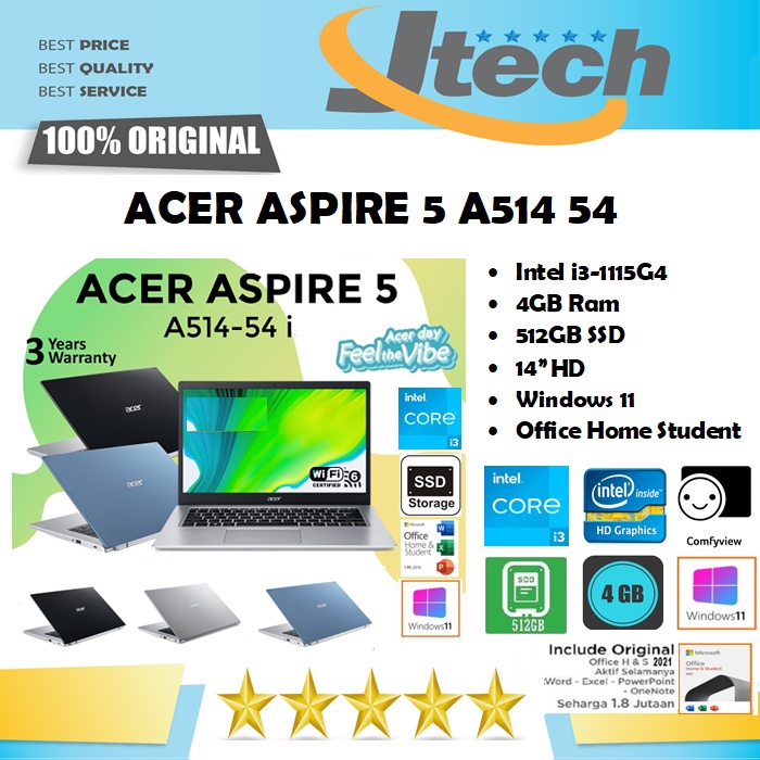 ACER ASPIRE 5 A514-54 - i3-1115G4 - 4GB - 512GB SSD - 14