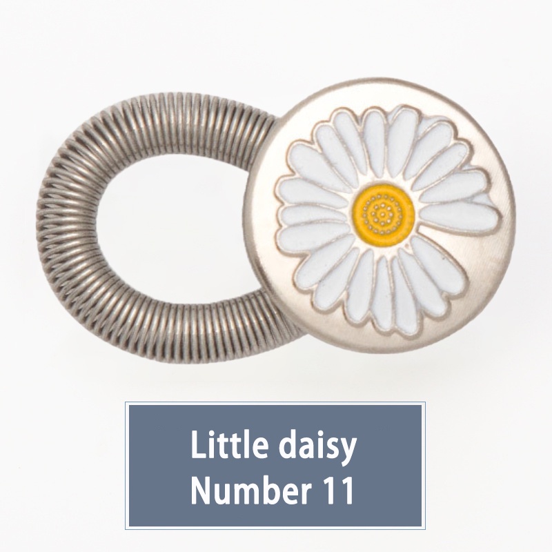 Kancing Jeans Logam Simple Adjustable Kancing Pengait Celana Panjang Jeans Denim Desain Kancing Kait Gesper Denim Bunga Daisy Warna Putih Kait Kait Pengecil Lingkar Pengait Pengecil Pinggang-Little daisy