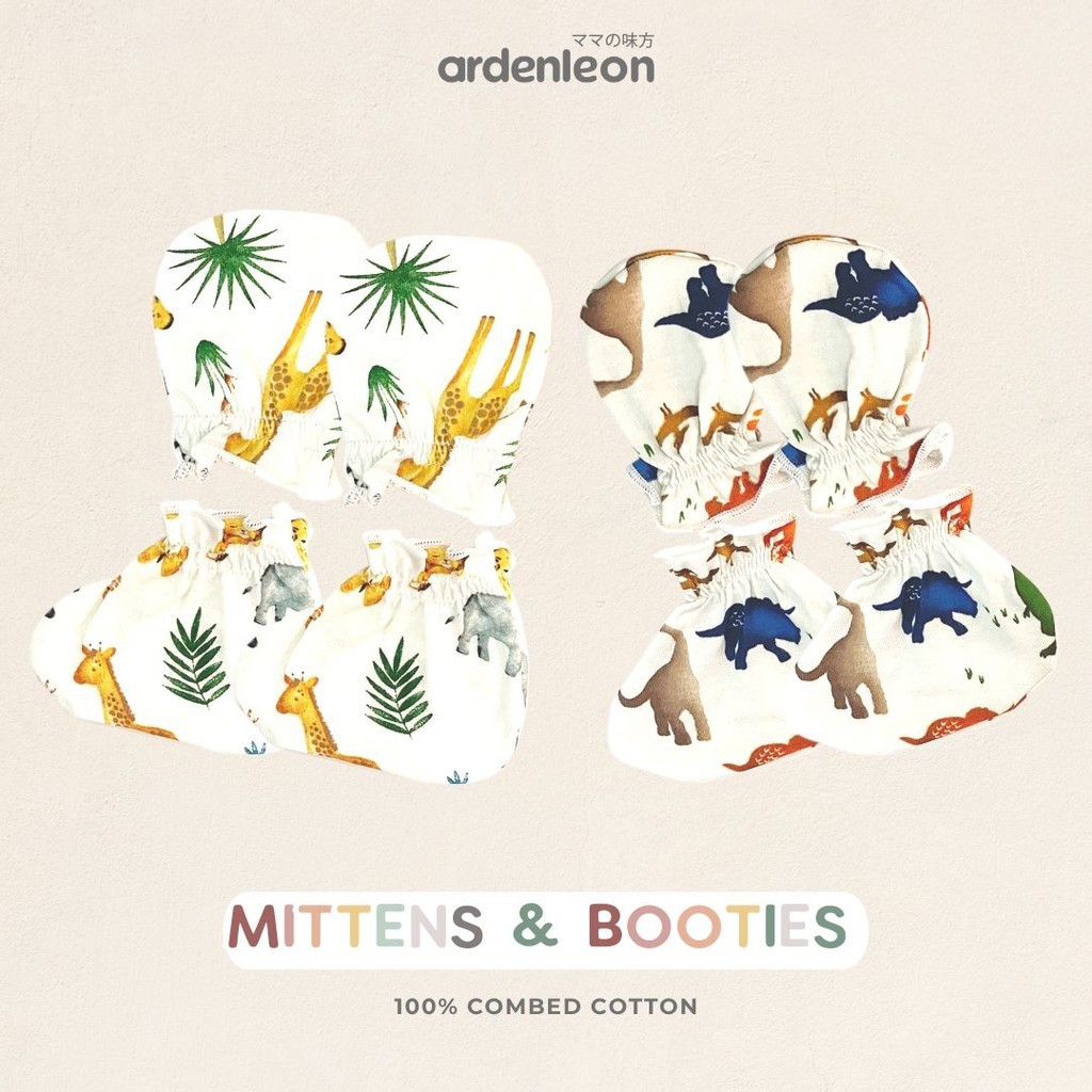 ARDENLEON Sarung Tangan Kaki Bayi Mittens Booties (Print Series)