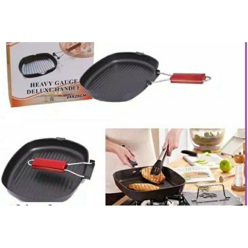 Panci , Panggang  , .Square Foldable , Teflon , BBQ , Grill Pan