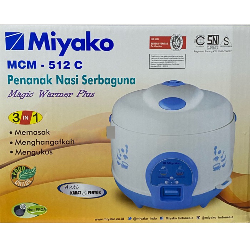 Panci Teflon Magic Com Rice Cooker Miyako 1.2 Liter -MCM-612 -100% ORI