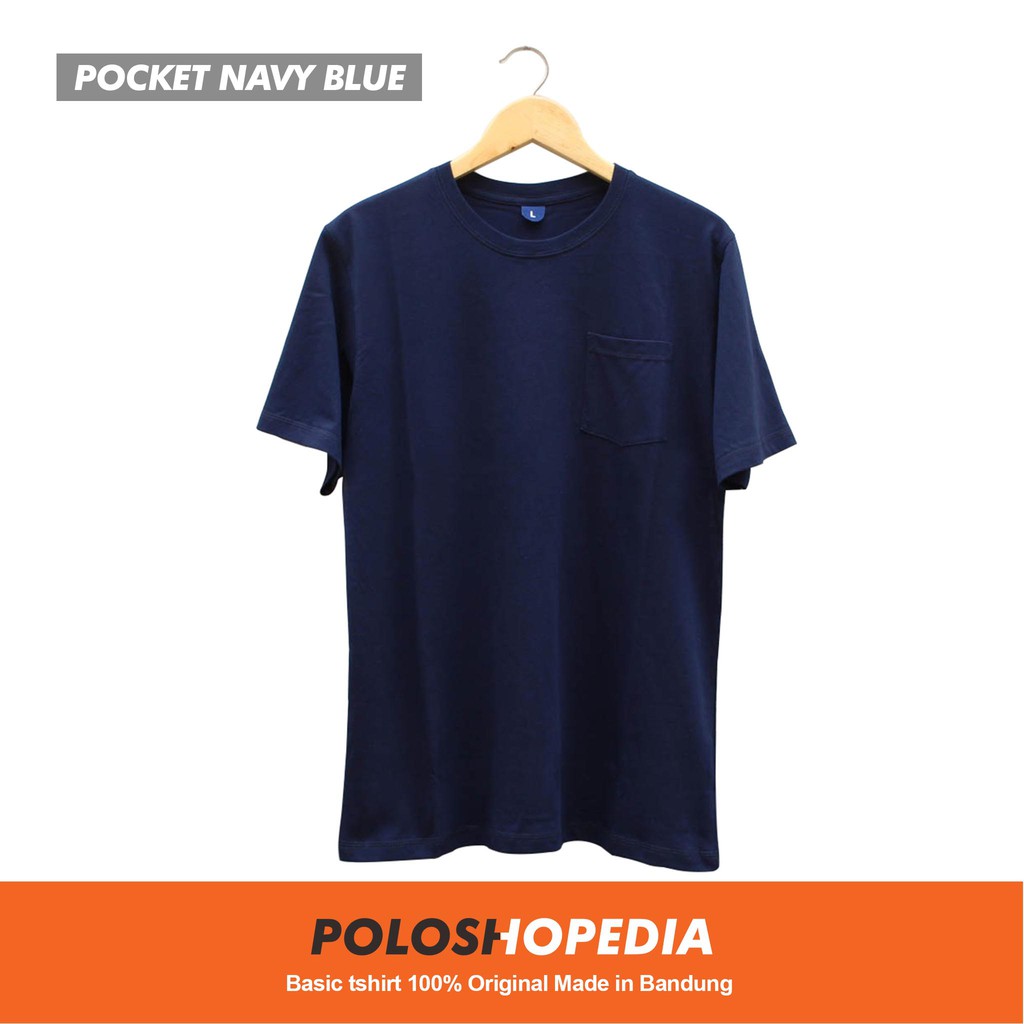 KAOS POLOS POCKET NAVY BLUE UNISEX  / KAOS POLOS PRIA WANITA / BAJU KAOS POLOS SAKU NAVY BLUE