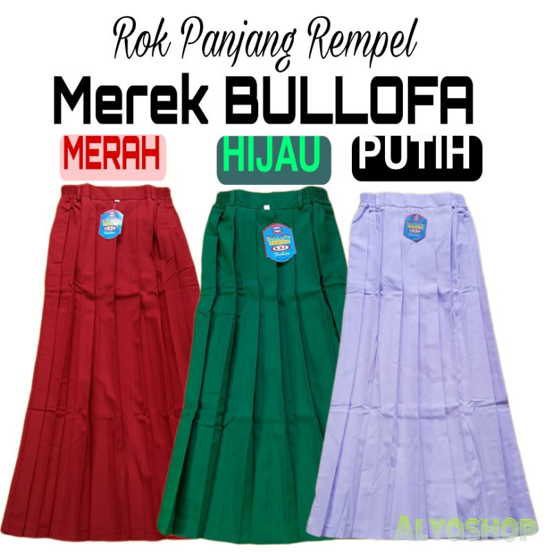 Rok Panjang Rempel SD MERAH | HIJAU | PUTIH Merek BULLOFA